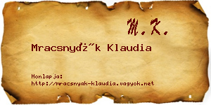 Mracsnyák Klaudia névjegykártya